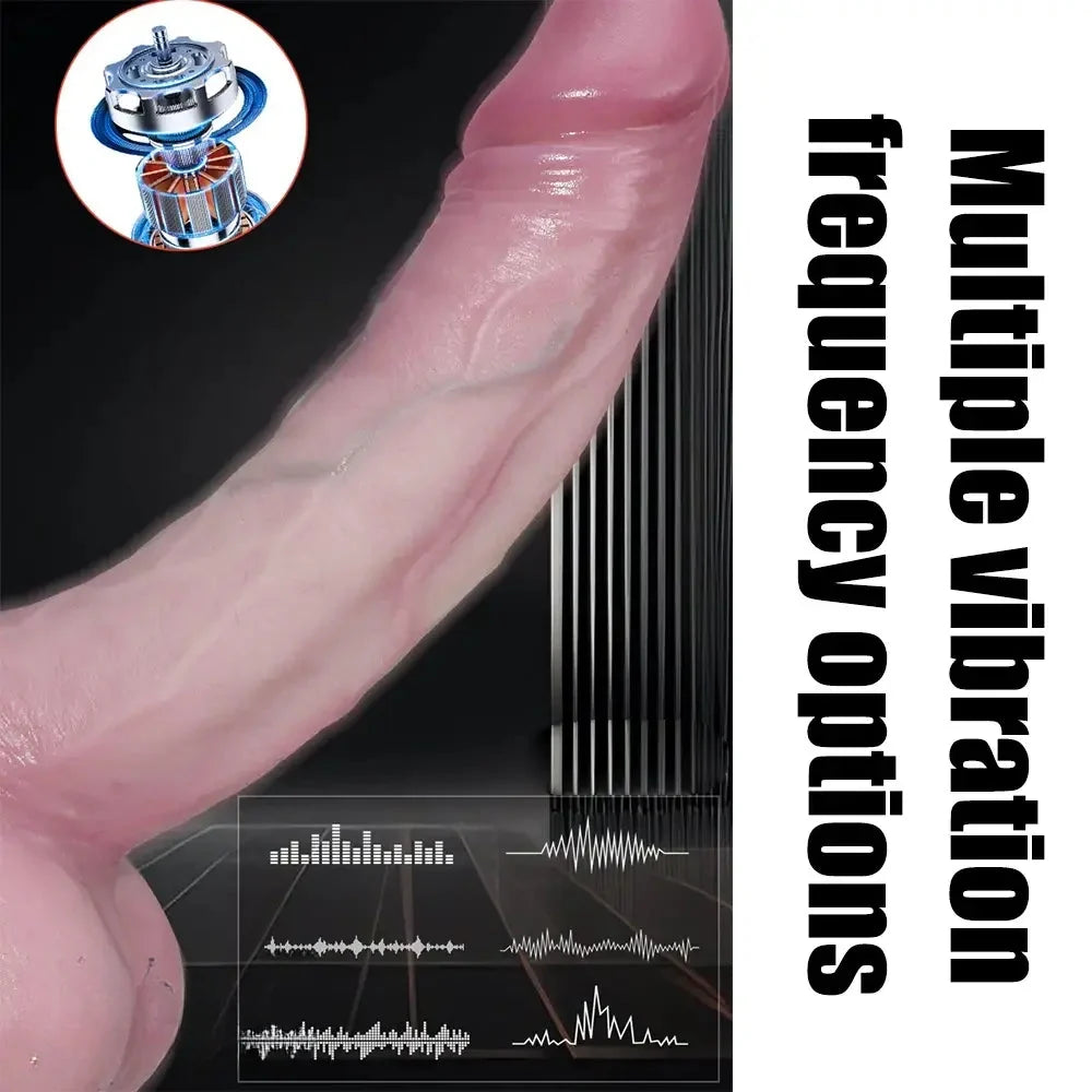 8.86in Realistic Giant Vibrating Heating Dildo Soft Silicone Big Cock
