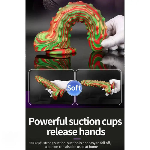 8.86in Spiked Soft Silicone Big Meat Pellet Stimulation Mixed Color Dildo