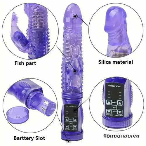 8.86in TPE Soft Vibrating Rotation Dildo For G-spot Stimulator
