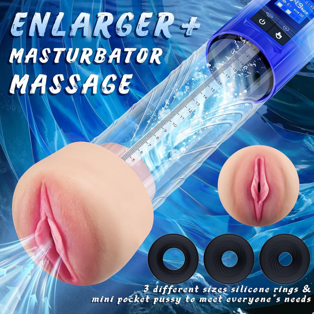 4 In 1 Penis Enlargement Extend Pump Masturbator With Mini Pocket Pussy