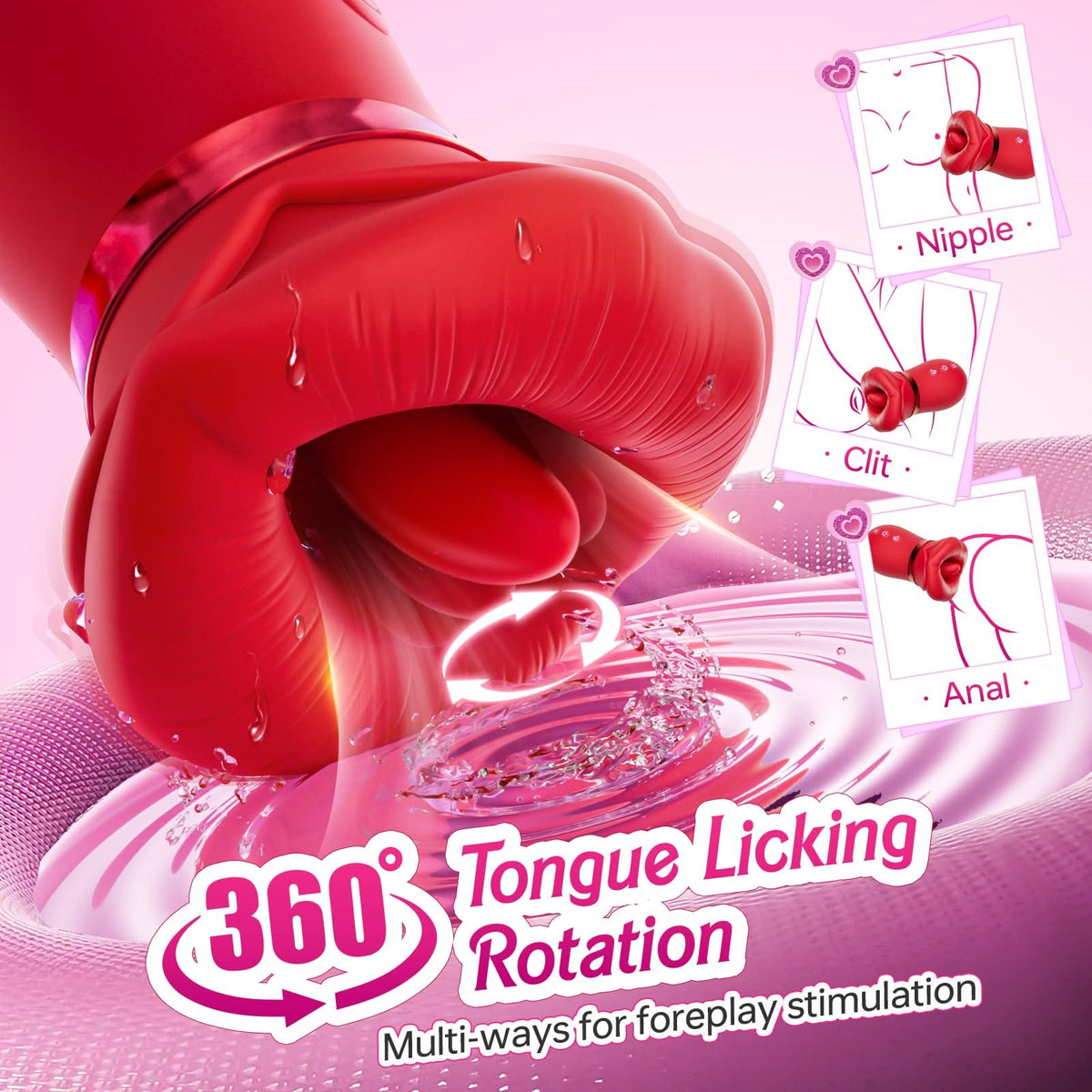 4IN1 Mouth Sucking Vibrator Rose Sex Toy