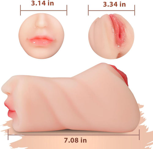 1.43Lb 3-in-1 Pocket Pussy Vagina and Tight Anus Deep Throat Oral Male Stroker