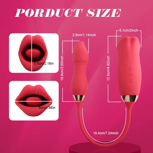 Rose Muncher Scarlet Rose kiss 3-in-1 Bitting & Thrusting Vibrator