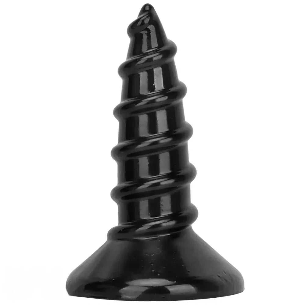 9.05in 11.22in Black Oversized Screw Giant PVC Penis Anal Plug Wide Dildo