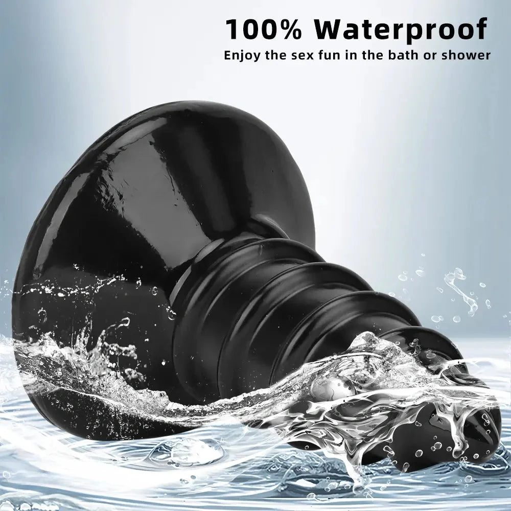 9.05in 11.22in Black Oversized Screw Giant PVC Penis Anal Plug Wide Dildo