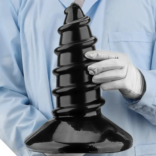 9.05in 11.22in Black Oversized Screw Giant PVC Penis Anal Plug Wide Dildo