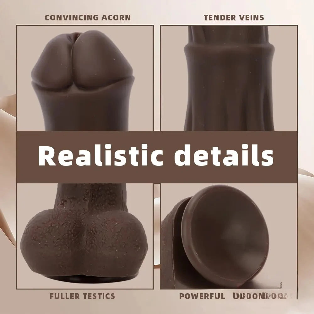 9.05in 4in1 Heating Thrusting Vibrating Rotation Remote Horse Ebony Dildo