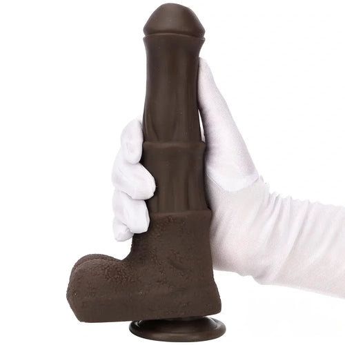 9.05in 4in1 Heating Thrusting Vibrating Rotation Remote Horse Ebony Dildo