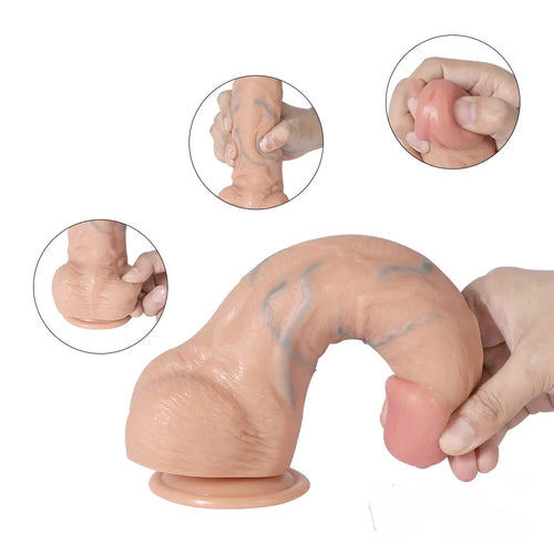 9.05in Dual Hard Real Feeling Thick Dildo With Blue Veins