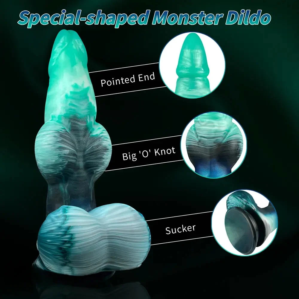 9.05in Inflatable Fantasy Monster Knot Silicone Dildo Personal Pleasure
