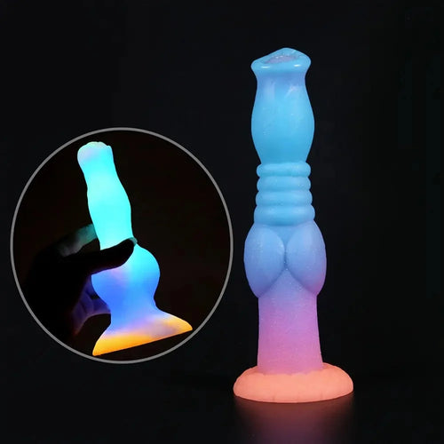 9.05in Luminous Dog Knot Silicone Big Dildo Adult Pleasure Product