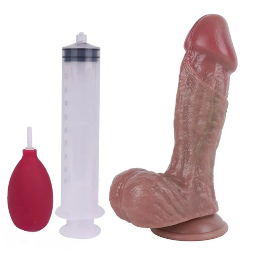 9.05in Real Skin Ejaculating Strap on Dildo For Beginners Advanced Users