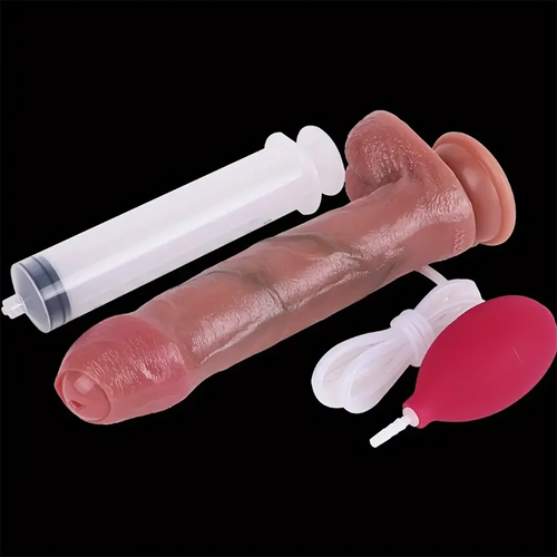 9.05in Realistic Liquid Silicone Spraying Simulates Foreskin-Like Dildo