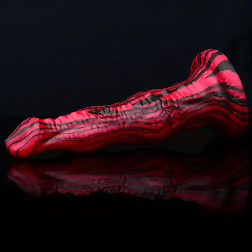 9.05in Silicone Soft Red Black Big Knot Dildo For Prostate Massage