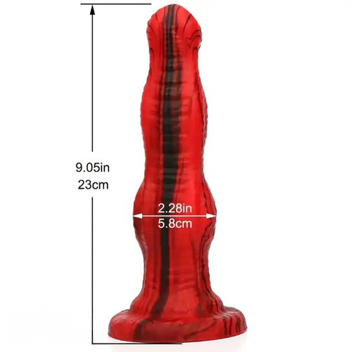 9.05in Silicone Soft Red Black Big Knot Dildo For Prostate Massage
