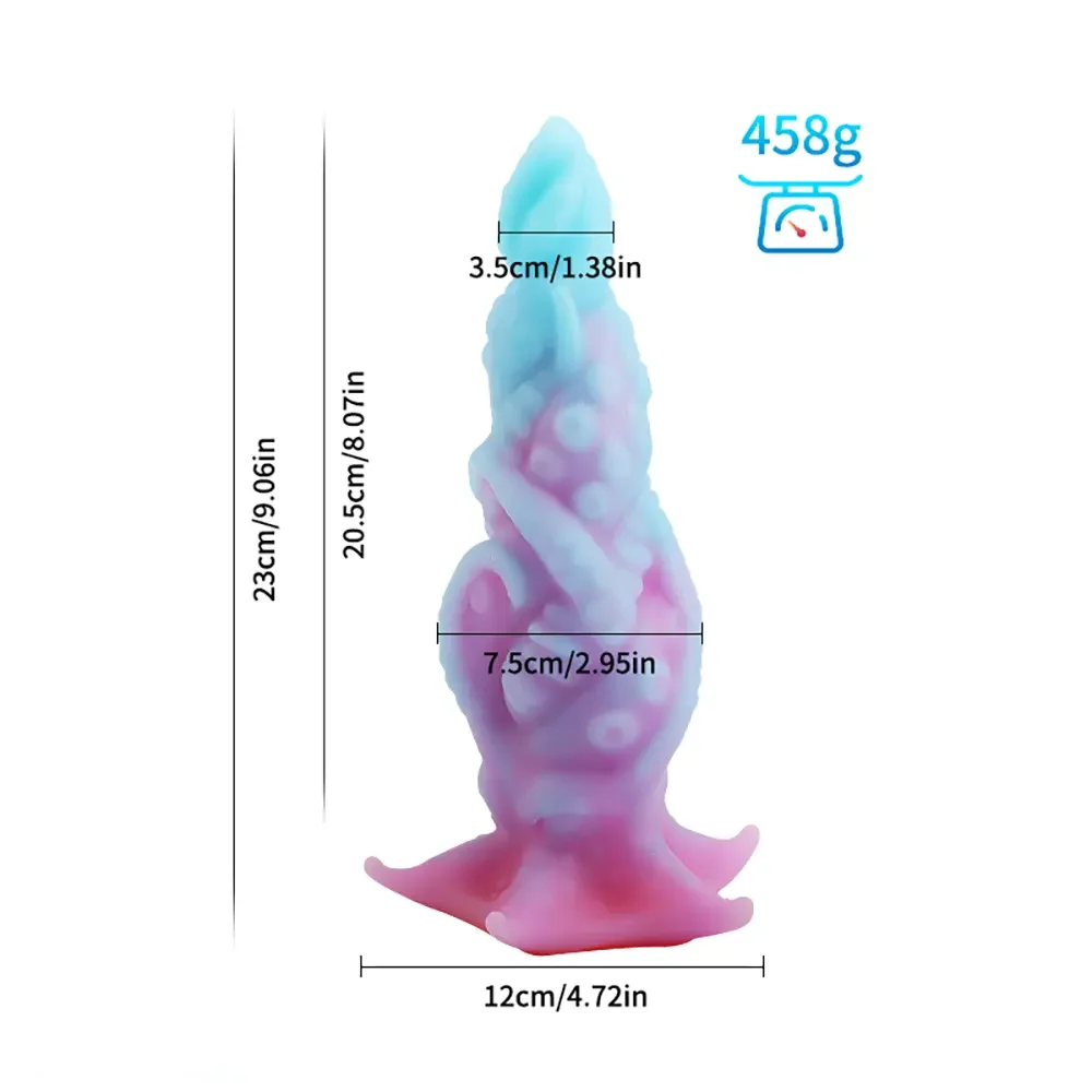 9.06in Deep Sea Tentacle Octopus Soft Silicone Big Dildo For Anus Clit