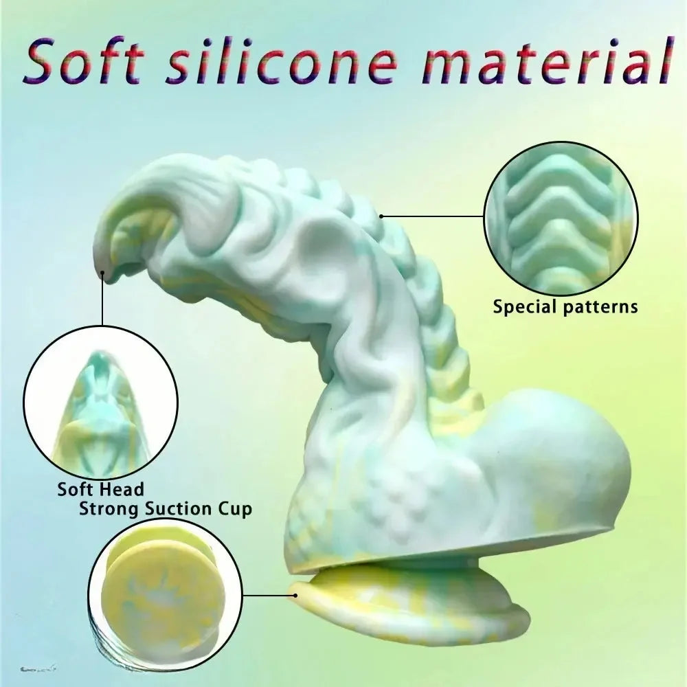9.06in Fantasy Dragon Dildo Silicone Thick Large Anus Dildo With Suction Cup