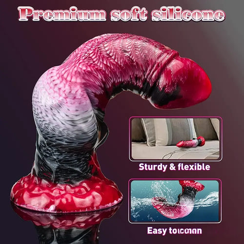 9.06in Silicone Soft Fantasy Big Wolf Knot Dildo With Suction Cup