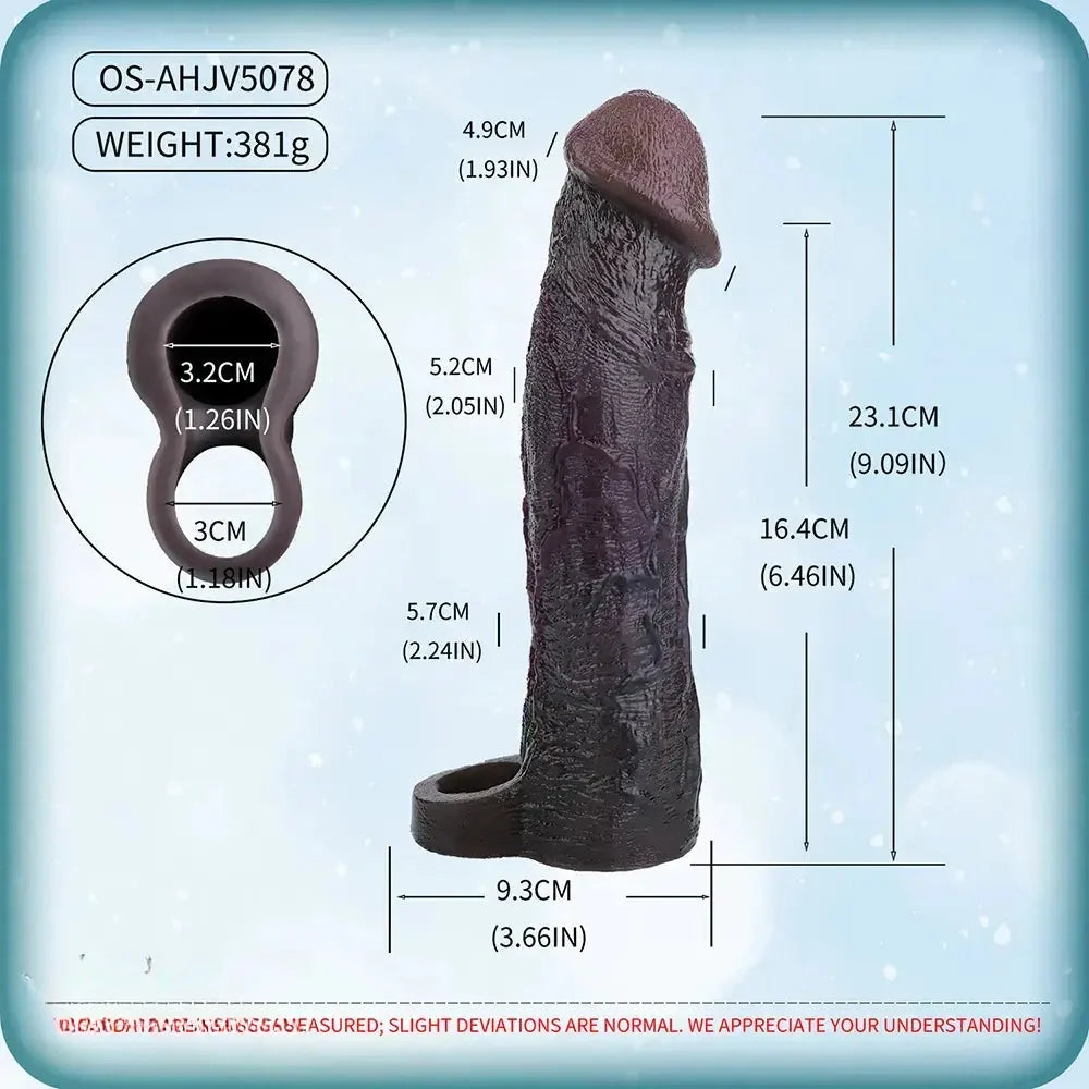 9.09in Vibrating Dildo Sleeve Reinforced Penis Cover For Men Penis Ring