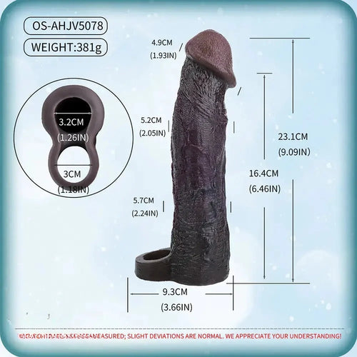 9.09in Vibrating Dildo Sleeve Reinforced Penis Cover For Men Penis Ring