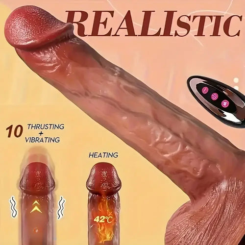 9.1in Auto Heating Vibrating Thrusting Vibrating Real Big Remote Dildo