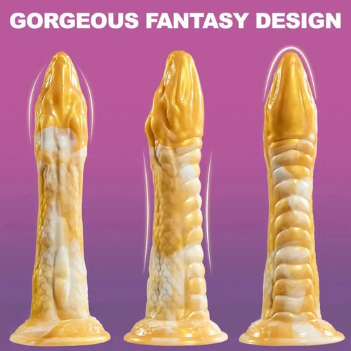 9.25in Big Thrusting Vibrating Fantasy Snake Realistic Thick Anal Dildo