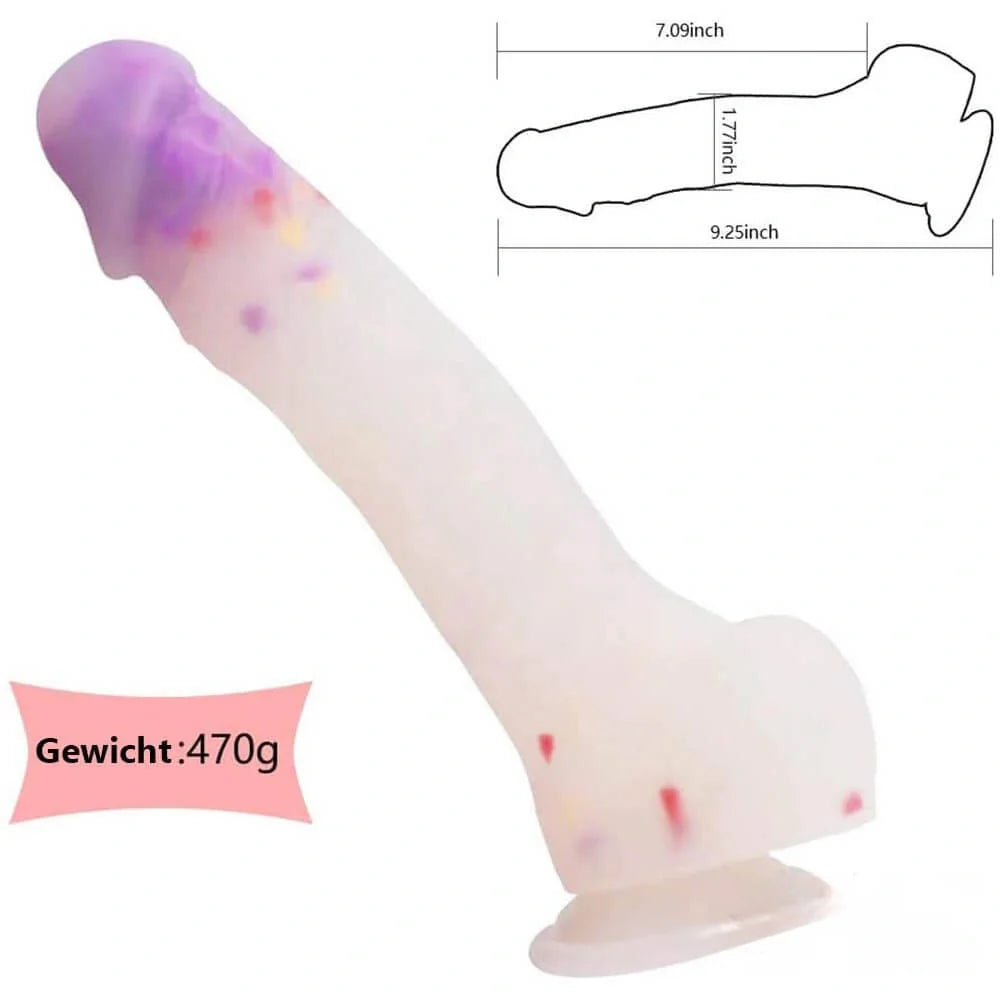 9.25in Jelly Dildo With Color Particles For Vaginal Masturbation