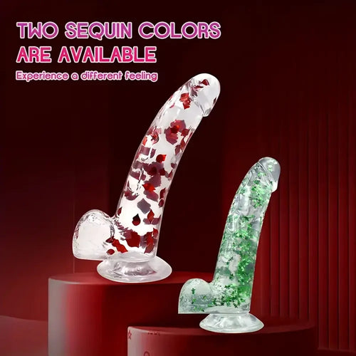 9.45in Realistic TPE Confetti Dildo Flexible Hands-Free Sex Toy