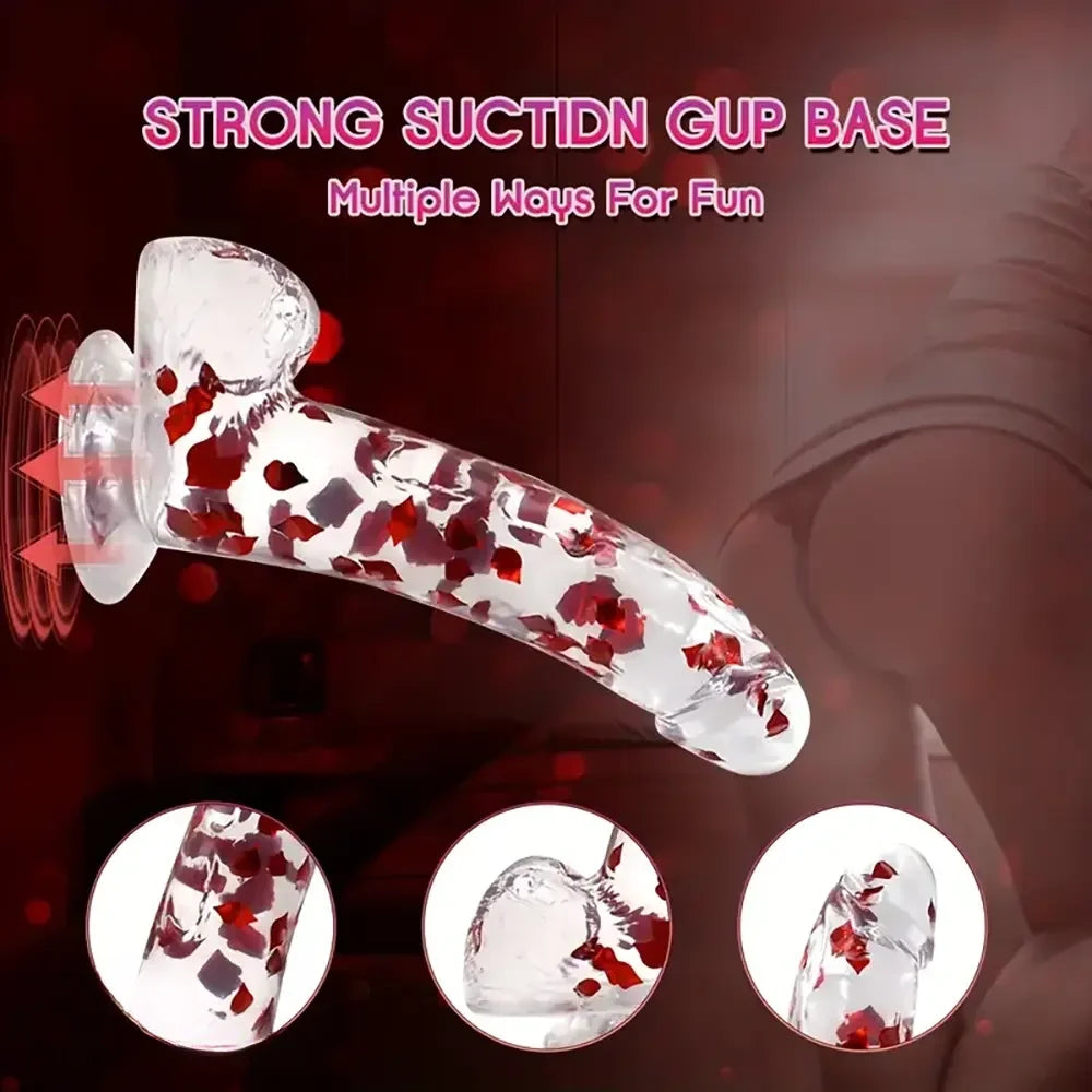 9.45in Realistic TPE Confetti Dildo Flexible Hands-Free Sex Toy