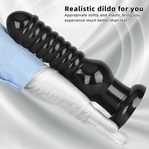9.64in Knot Big Black Butt Plug PVC Dildo Suction Cup Knotting Dildo