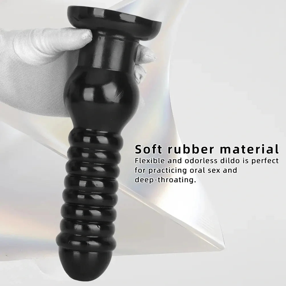 9.64in Knot Big Black Butt Plug PVC Dildo Suction Cup Knotting Dildo