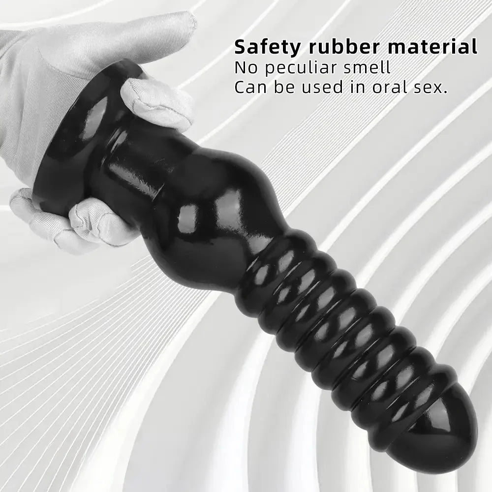 9.64in Knot Big Black Butt Plug PVC Dildo Suction Cup Knotting Dildo