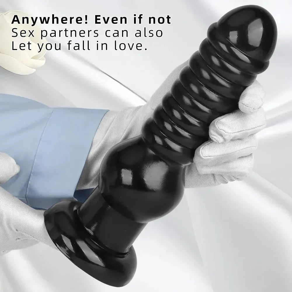 9.64in Knot Big Black Butt Plug PVC Dildo Suction Cup Knotting Dildo