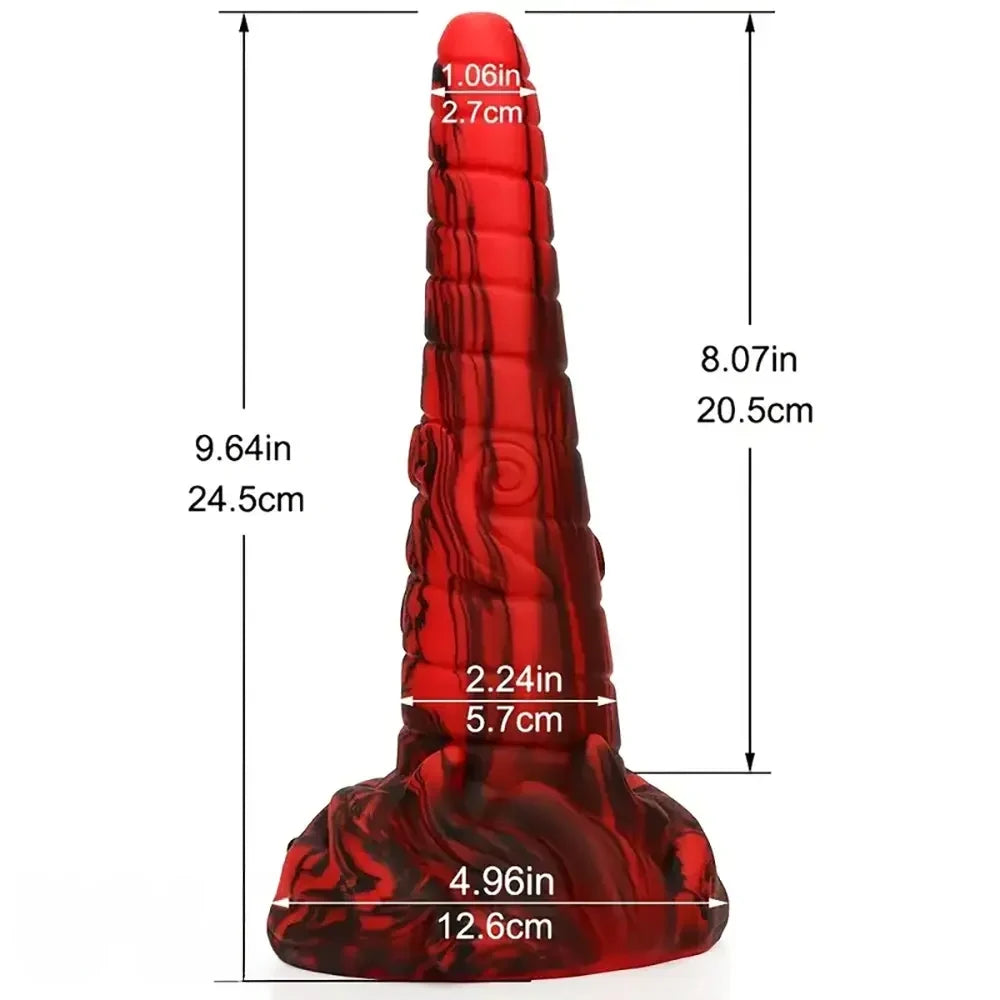 9.64in Large Silicone Unisex Red Tapered Soft Fantasy Anal Plug Dildo