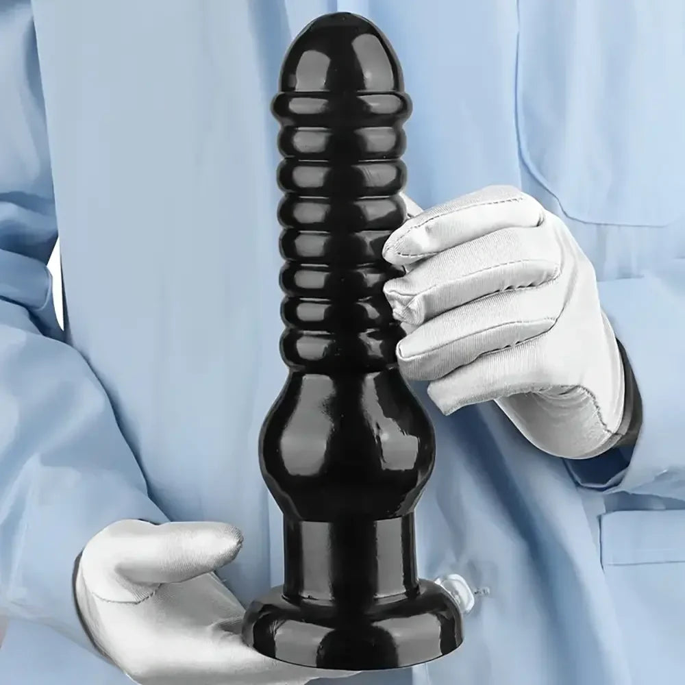 9.64in Rubber Real Big Black Dildo Butt Expander For Couples Sex