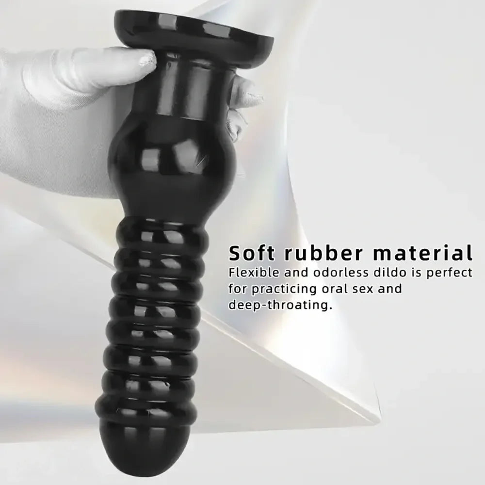 9.64in Rubber Real Big Black Dildo Butt Expander For Couples Sex