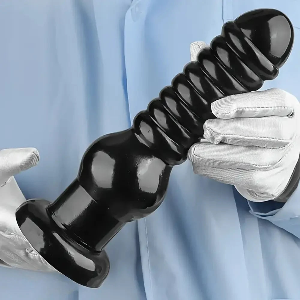 9.64in Rubber Real Big Black Dildo Butt Expander For Couples Sex