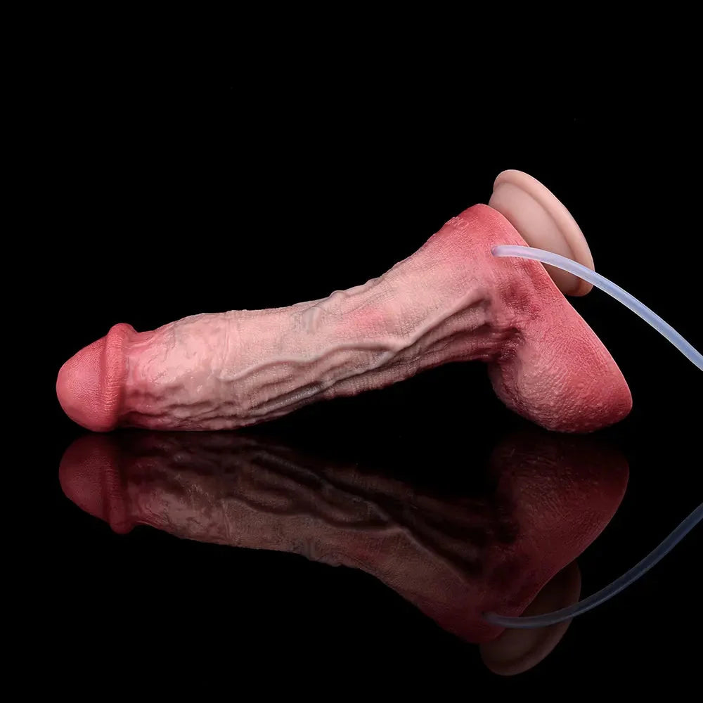 9.65in Dual Density Silicone Ejaculating Dildo Cock Tool For Jerking Off