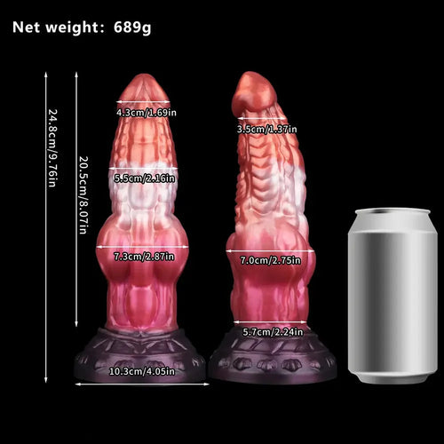 9.76in Knotted Monster Animal Double Layer Silicone Dildo For Stimulation