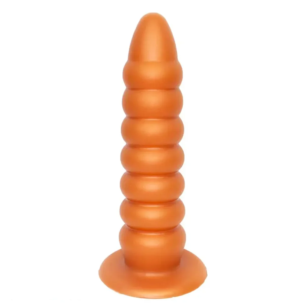 9.84in Big Threads Silicone Anal Dildo Suction Cup Soft Butt Plug