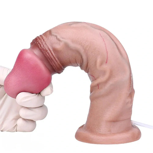 9.84in Double Density Silicone Soft Ejaculating Dildo For Clit Masturbation