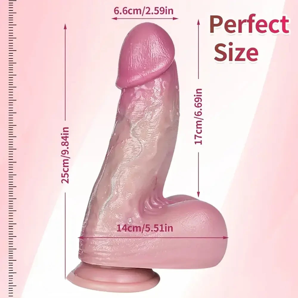 9.84in Realistic Large Soft Liquid Silicone Skin-Touch Texture Dildo