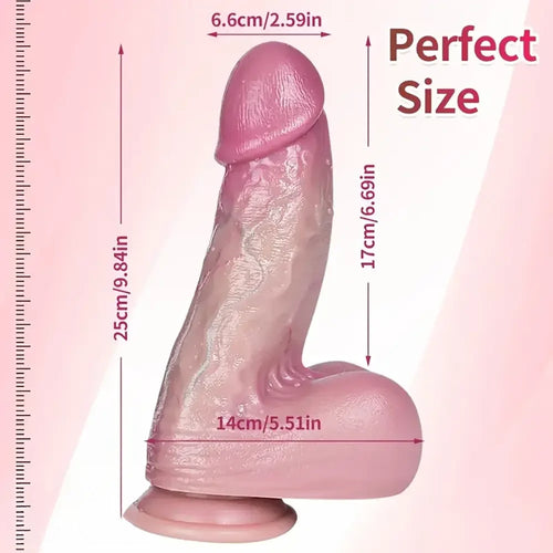 9.84in Realistic Large Soft Liquid Silicone Skin-Touch Texture Dildo