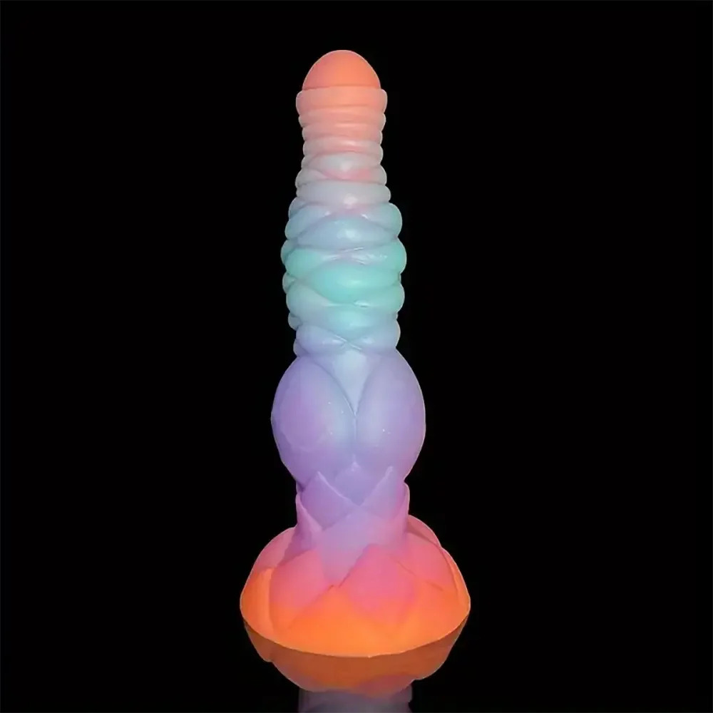 9.84in Silicone Luminous Big Dildo Animal Knot Anal Glow In Dark Penis
