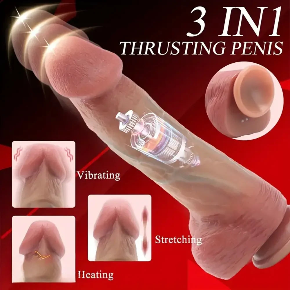 9.84in Vibrating Heating Thrusting Remote Control Lifelike Big Dildo