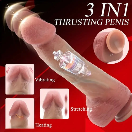 9.84in Vibrating Heating Thrusting Remote Control Lifelike Big Dildo