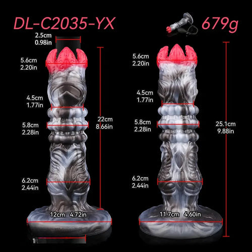 9.88in Ovipositor Egg Laying Inflatable Big Dildo Silicone Penis Simulator