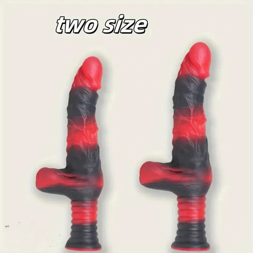 9.8in 10.4in Red Black Silicone Large Realistic Sword Dildo With Handle
