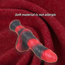 9.8in 10.4in Red Black Silicone Large Realistic Sword Dildo With Handle