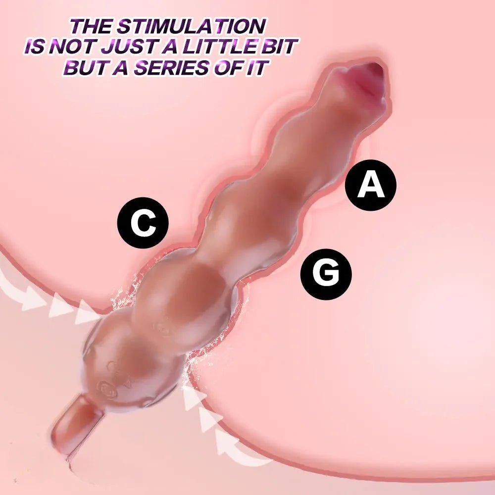 9.8in Big Vibrating Silicone Soft Pulling Beads G Spot Dildo With 3 Motors